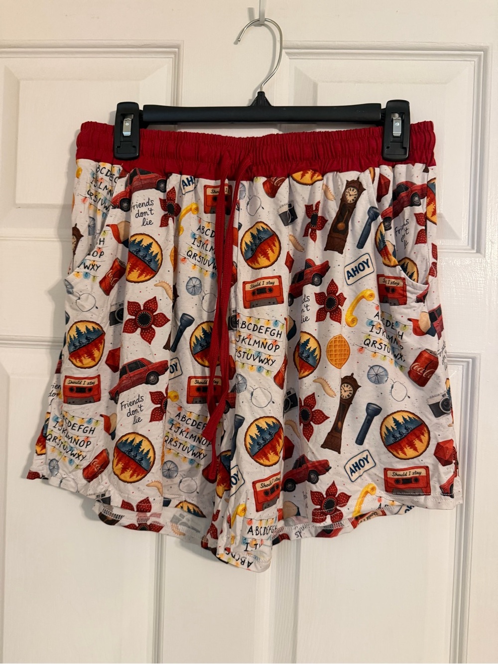 Six Southern Babes Lounge Shorts with Red Waistband and Stranger Things Print